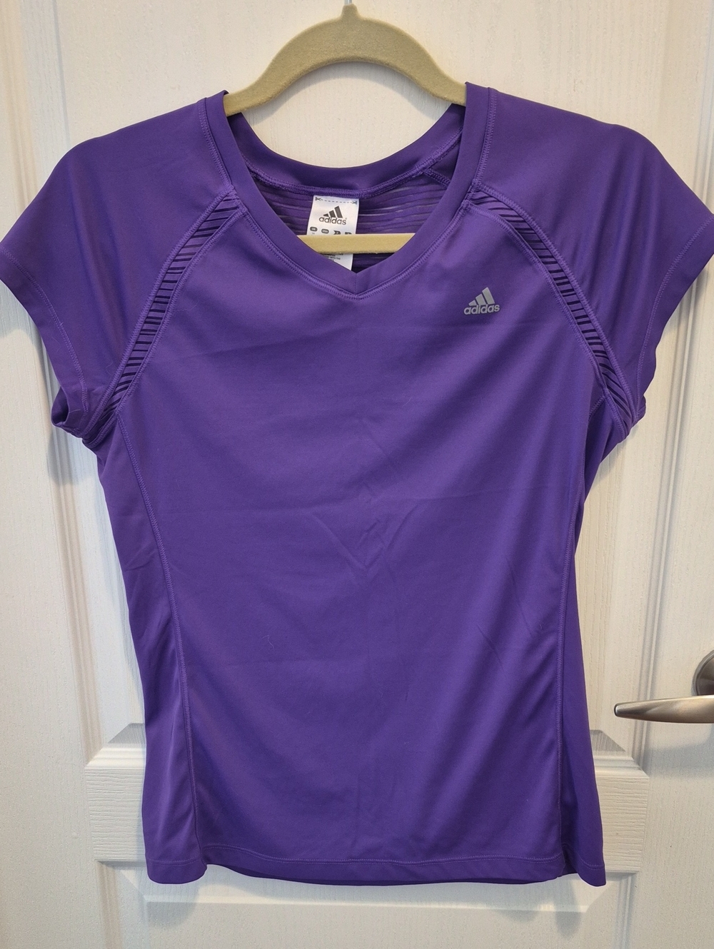 adidas Purple Performance V-Neck Tee